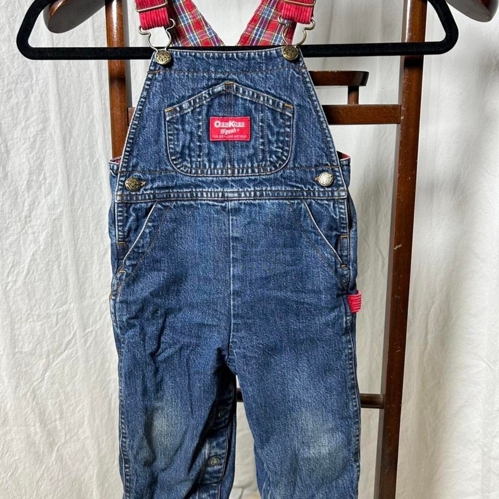 Blue denim overalls with red accents Oshkosh 18months #kidcore